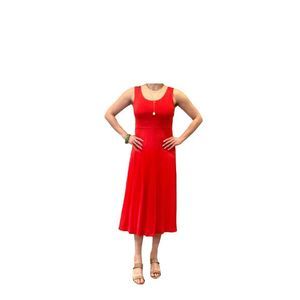 Cynthia Rowley Red Fitted Sleeveless Midi Dress. Size S.